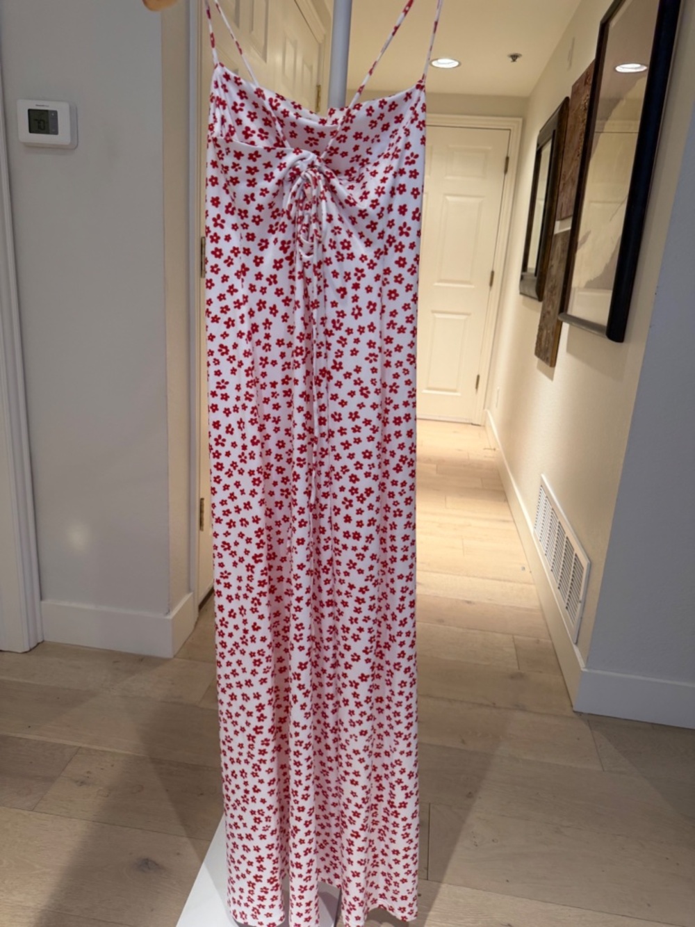 COMMENSE Red Floral Twist-Front Maxi Dress NWT M